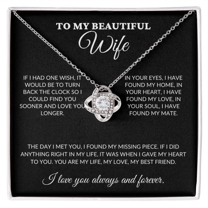 To My Beautiful Soulmate - Missing Piece - Love Knot Necklace - BK