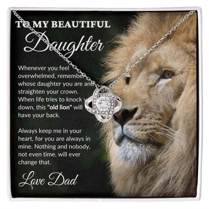 To My Beautiful Daughter - This Old Lion - Love Knot Necklace - BK