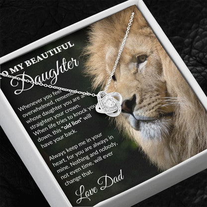 To My Beautiful Daughter - This Old Lion - Love Knot Necklace - BK