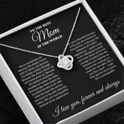 To The Best Mom In The World - Grit - Love Knot Necklace - BK