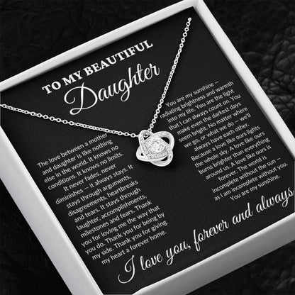 To My Beautiful Daughter - My Sunshine - Love Knot Necklace - BK