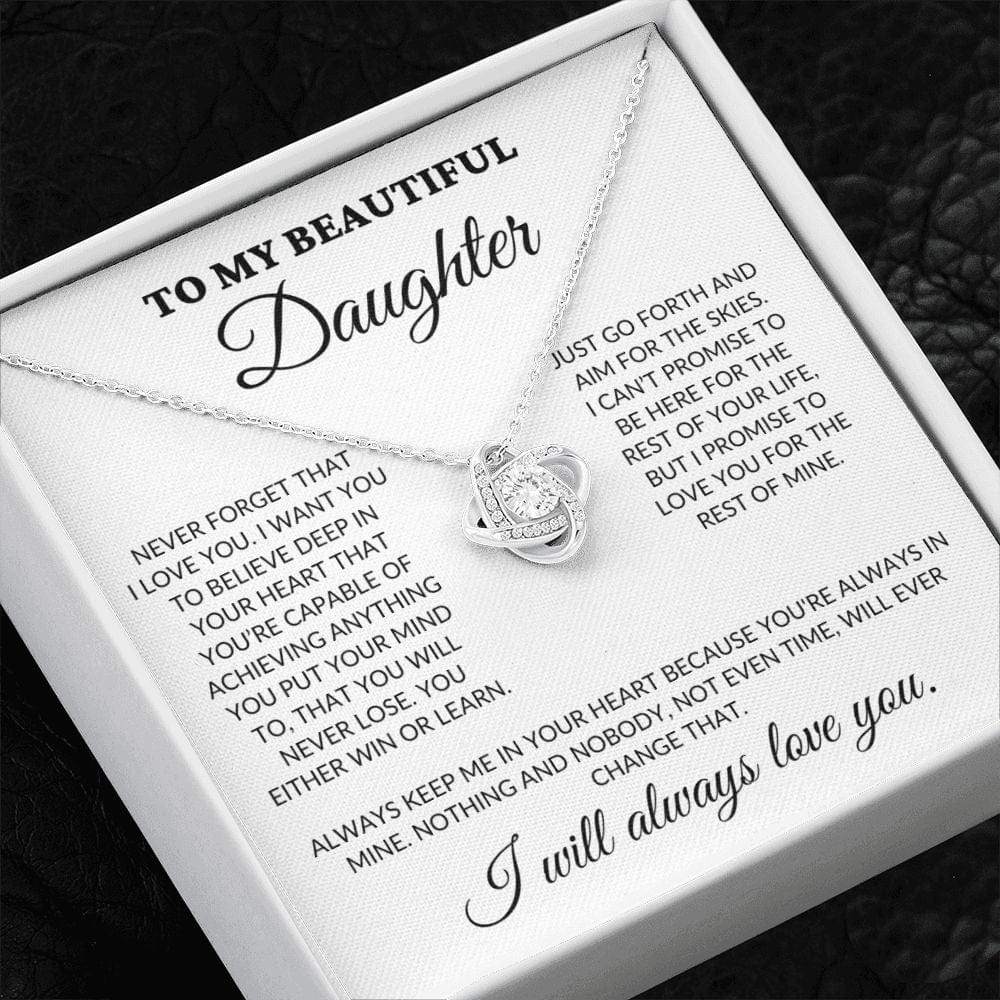 To My Beautiful Daughter - Believe In Your Heart - Love Knot Necklace - WH