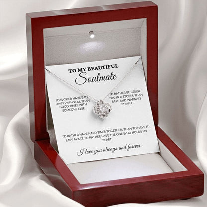 To My Beautiful Soulmate - Holds My Heart - Love Knot Necklace - WH